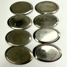 Vtg Lot 8 Belt Buckle Metal Blank Face Silver Oval Art Craft Project