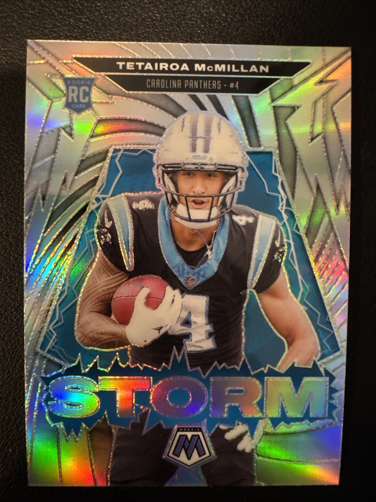 2025 Panini Mosaic Tetairoa McMillan RC Storm Silver #11