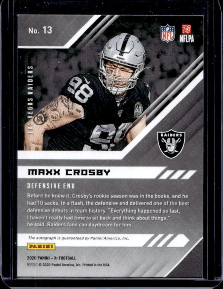 2020 Panini XR Maxx Crosby Auto Green #3/5 Raiders - Image 2 of 2