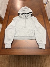 Lululemon Gray Knit Pullover Hoodie 1/2 Zip Cotton Women's Size M/L