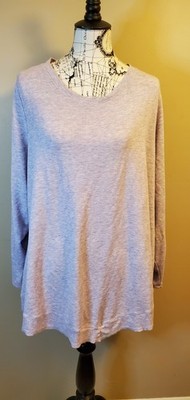 Cupio Plus Size 2X Purple Pink Tunic Blouse Soft Brushed Knit Long Sleeve Womens