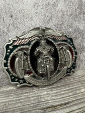 Vintage 1987 Motorcycle Biker Live to Ride Bald Eagle 3D Belt Buckle Bergamot