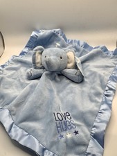 Stepping Stones Lovey Blue Elephant I Love Hugs Security Baby Blanket Satin