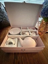 Pottery Barn Kids Pale Pink White Polka Dot Porcelain Tea Set MISSING 1 Cup
