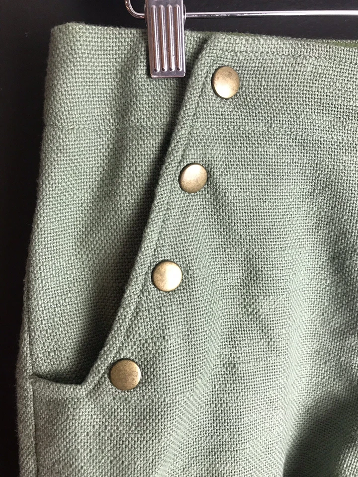 Pantalones Cortos TIBI Tiro Alto Verde Oliva Ejército Texturizado Botón a Presión Frontal Militar Talla 6 Foto 4 de 4