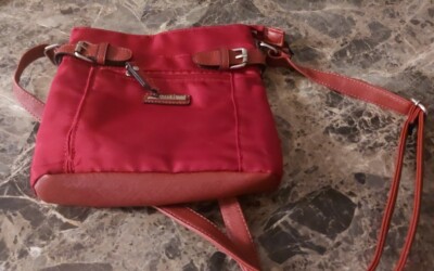 Roots 73 Nylon Crossbody bag Ruby Ink Marks On Purse (See - Main Image