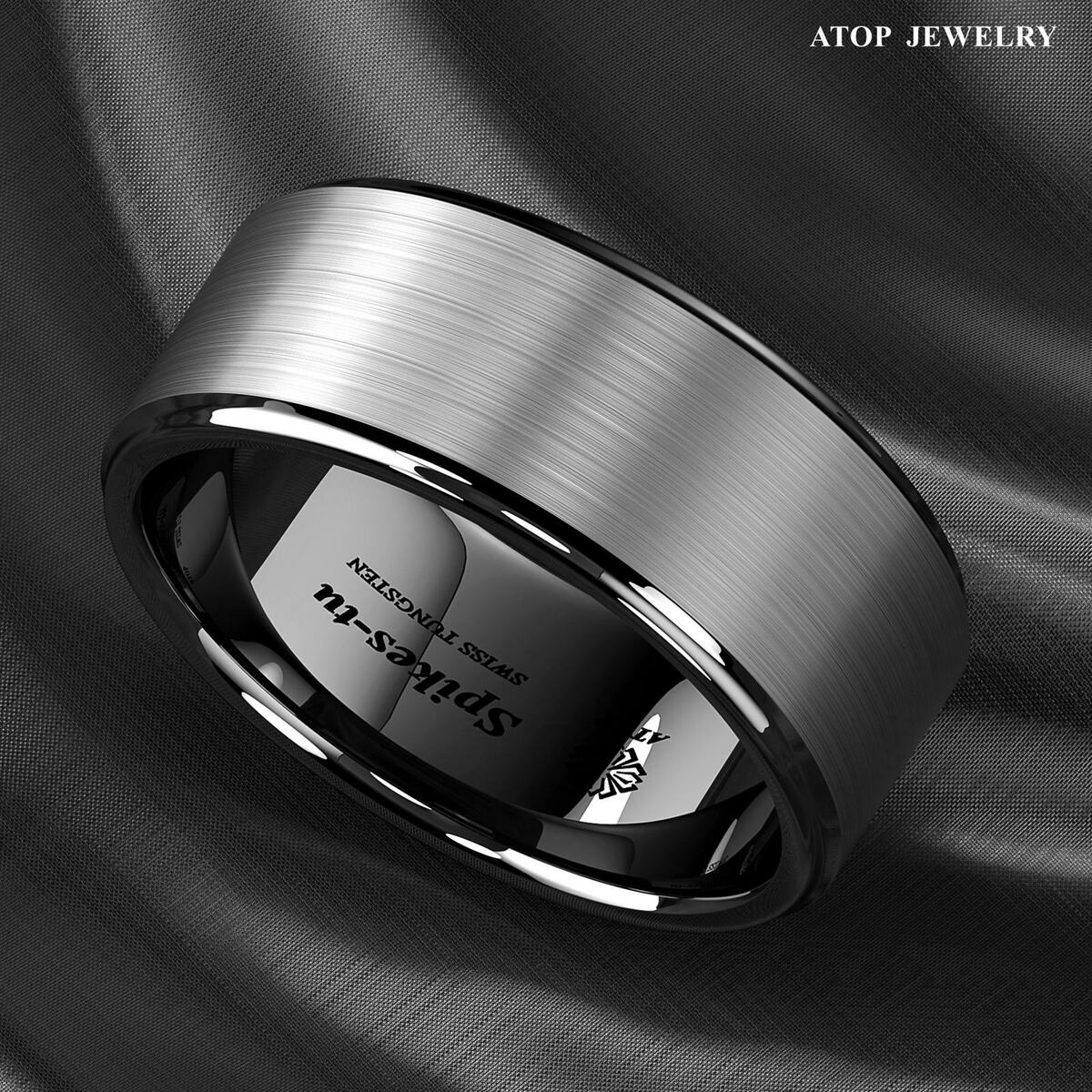 8/6mm Black Brushed Titanium Color Tungsten ring Wedding 8/6mm Black Brushed Titanium Color Tungsten ring Wedding