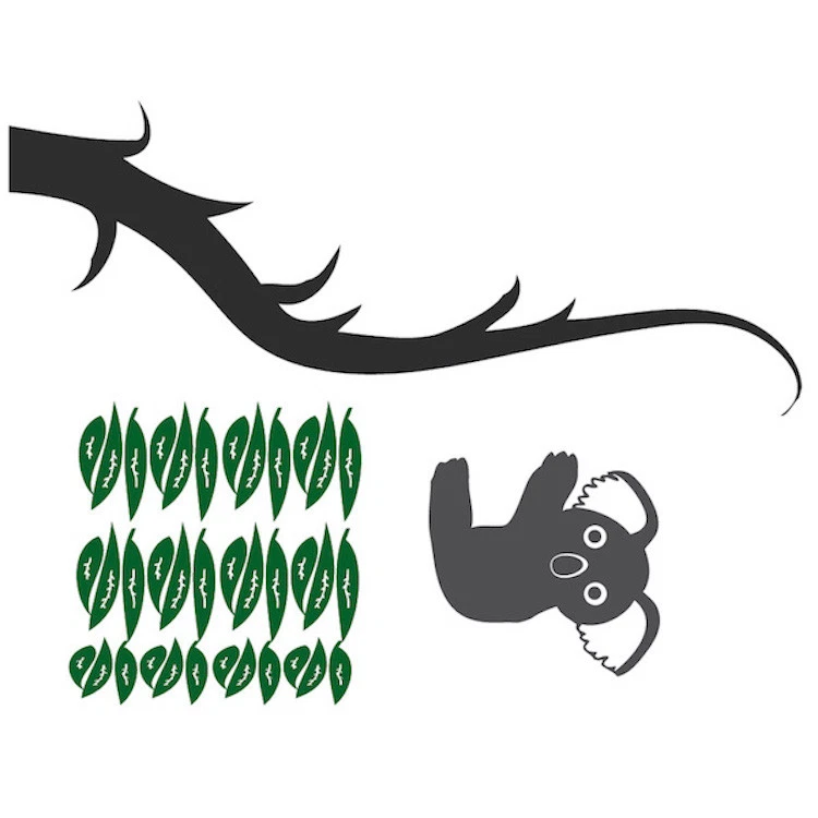 Linda calcomanía de pared de oso koala papel tapiz de ramas extraíble del interior australiano, g42 Foto 3 de 4