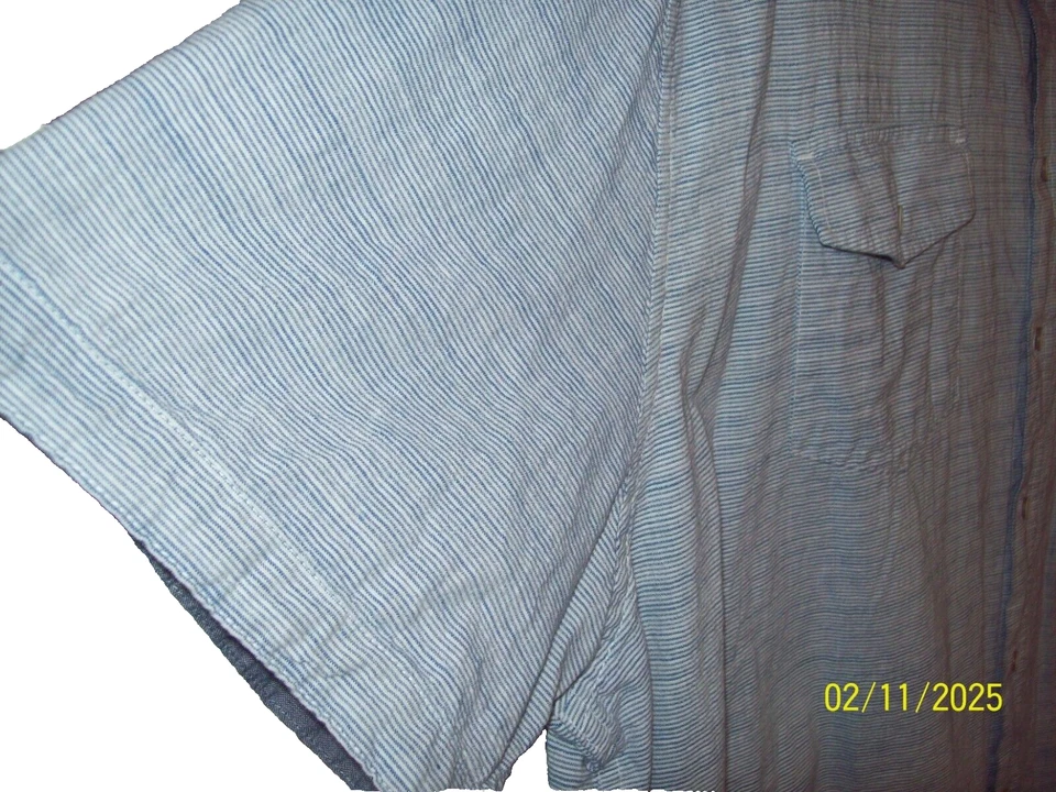 Camisa Lee Para Hombre 3XL Calce Regular Manga Corta Abotonada Algodón Azul Blanco Rayas Foto 3 de 4