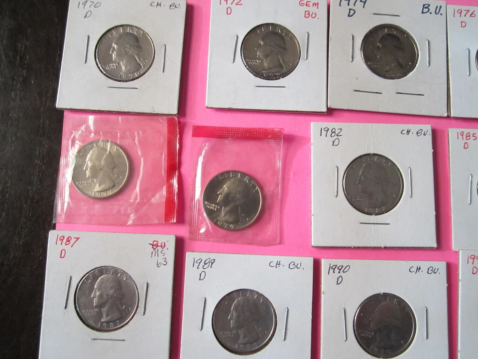 Lot of (20) Different  GEM CHOICE BU. US COINS-4 CHOICE BU. GOLD WASH WASH.QTRS. - Image 3 of 4