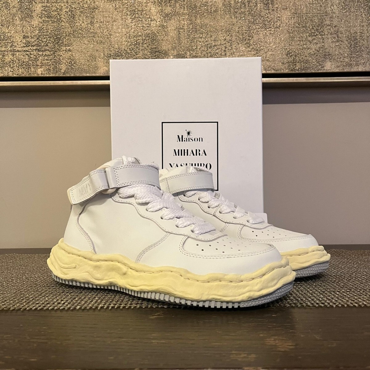 Maison MIHARA YASUHIRO , Mid Top Air Force Sneakers in White Maison MIHARA YASUHIRO , Mid Top Air Force Sneakers in White