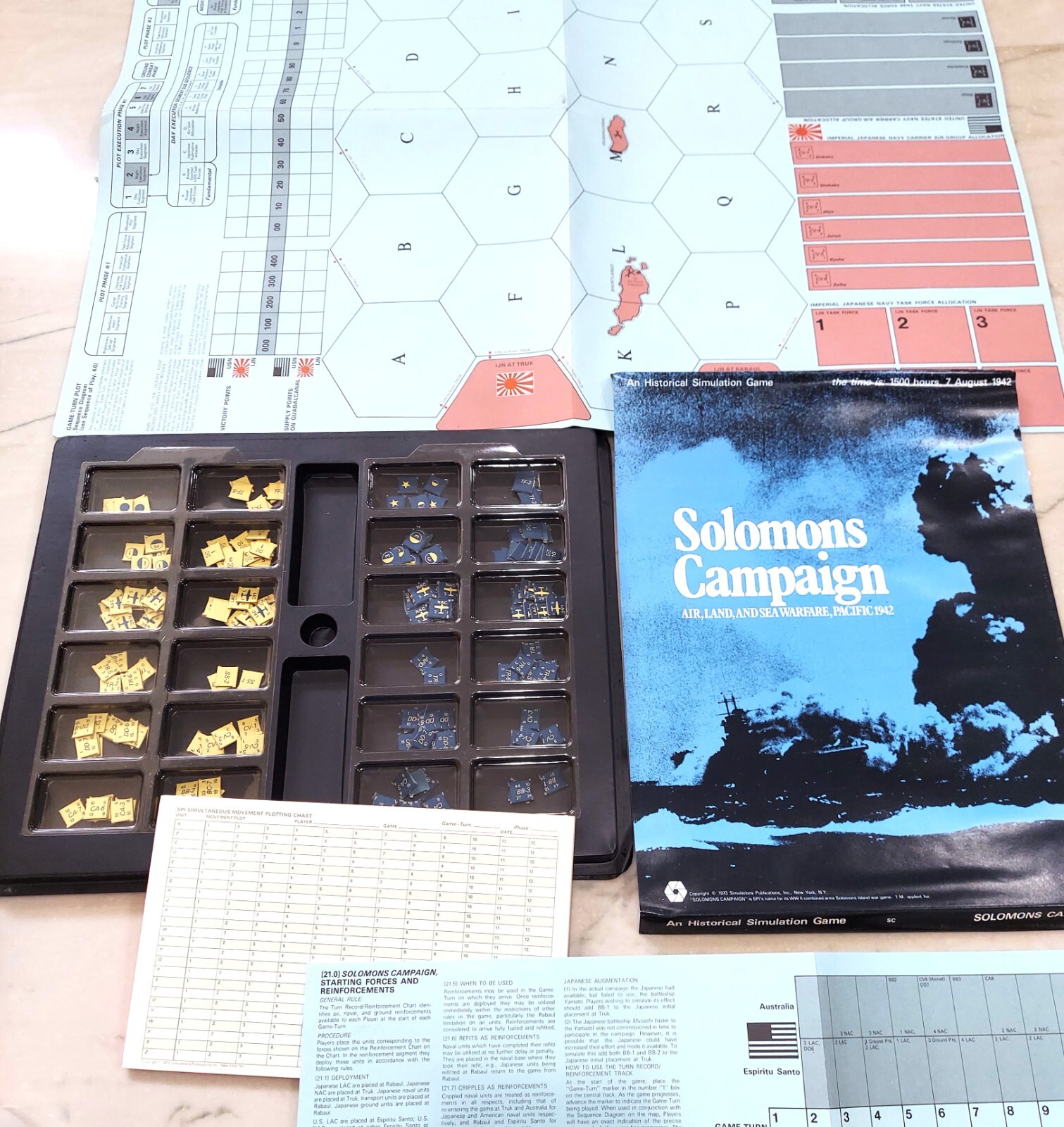 RARE SPI 1973 SOLOMONS CAMPAIGN Air Land & Sea Warfare Pacific '42 COMPLETE tray