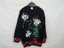 Vintage Holiday Time Ugly Christmas Sweater Teddy angels Size Medium M
