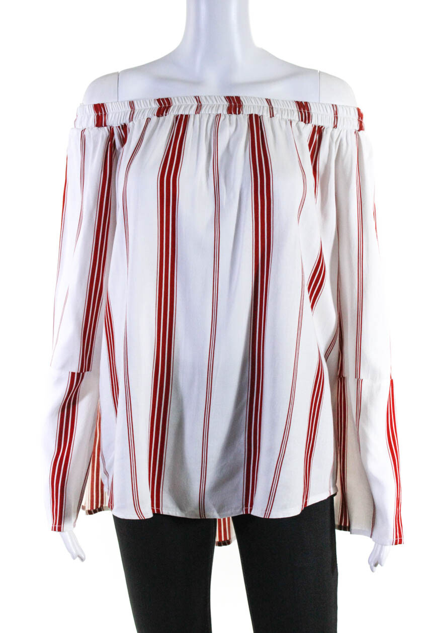 off shoulder striped shirt long sleeve