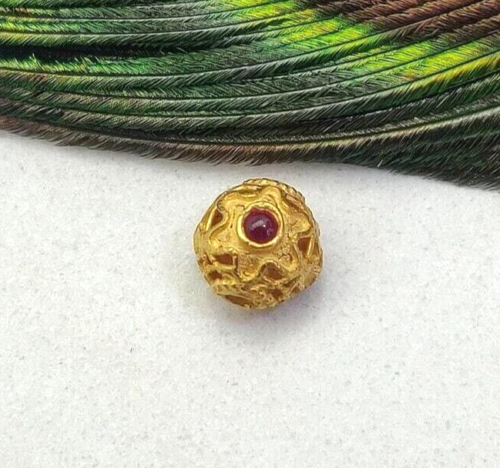 7MM 18K Gold Ball Bead Finding With Color Red For Jewelry Making DIY Craft - Picture 1 of 7