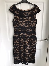 Ladies Black Mix Connected Sleeveless Lace Effect Dress - Size 6 (approx 10 UK)