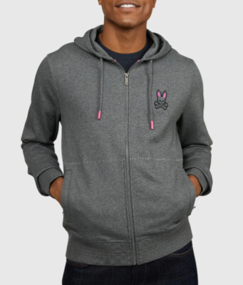 Psycho Bunny Men's Heather Storm Gray Drake French Terry Full Zip