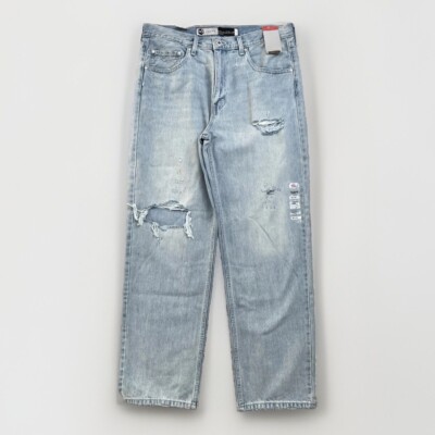 Levis SilverTab Loose Jeans Blue Light Wash Distressed Levis SilverTab Loose Jeans Blue Light Wash Distressed