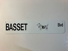 Basset Hound 4" x 18" Metal Novelty Street Sign Basset Blvd w/Picture New