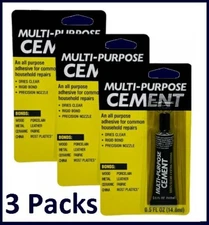 Multi-Purpose Cement All Purpose Adhesive Glue (3) 3 tube 0.5  FL. OZ.