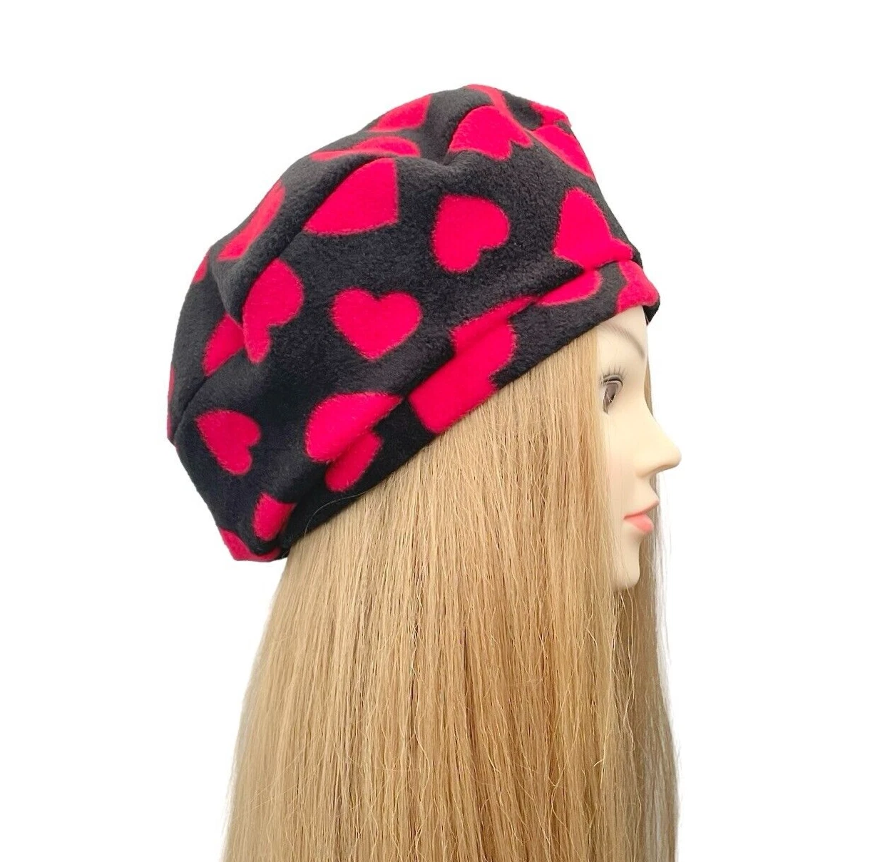 Heart Fleece Beret Hat Retro Style Warm Winter Beret for Women 1940s Hat Gift