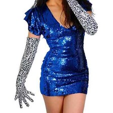 LATEX Long Leopard GLOVES Shine Faux Leather PU 60cm Animal Print Black Cheetah