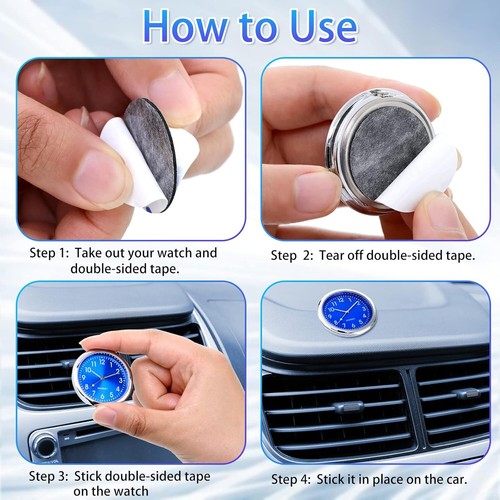 Mini Car Clock Dashboard Durable Adhesive Instrument Metal Car Light Clock Tool - Picture 7 of 23