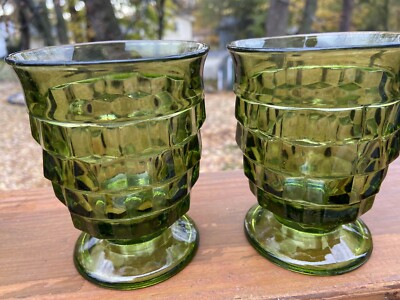 Vintage Green Depression Glass Pitcher w/ 5 Matching Glasses | eBay