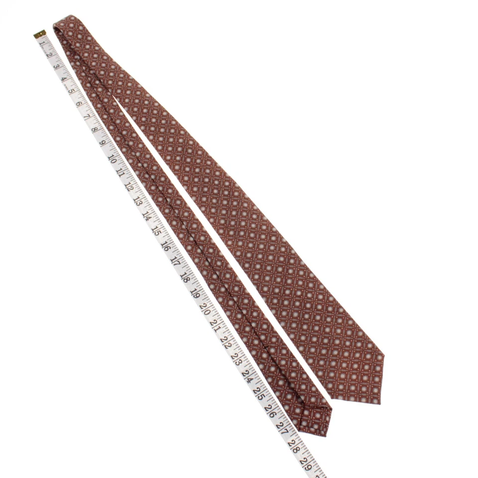 Corbata Kiton nueva sin etiquetas 100 % lana siete pliegues en marrón con patrón gris/blanco roto Foto 3 de 4