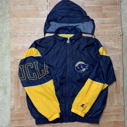 Vintage UCLA Bruins Starter Jacket Men’s XL Nylon Logo Hooded 90s NCAA Full Zip - Afbeelding 1 van 20