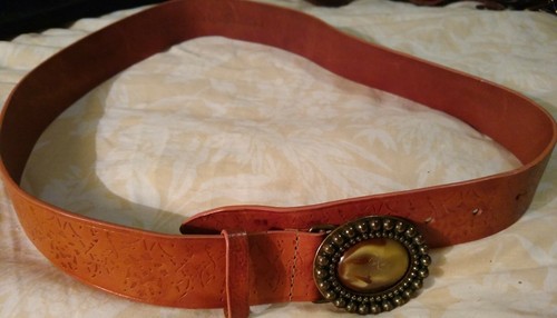 OLGA SANTINI Leather Belt L brown with 