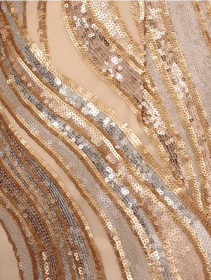 Adrianna Papell 金色单肩亮片柱正式礼服全新 14 — 第 2/4 张图片