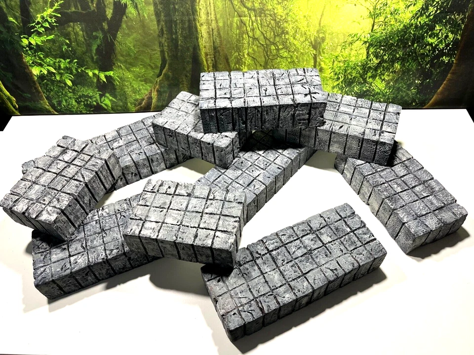 Wargaming Terrain JUEGO DE 10 PINTADOS Mazmorras Bloques Acantilados Apiladores D&D Modular Foto 2 de 4