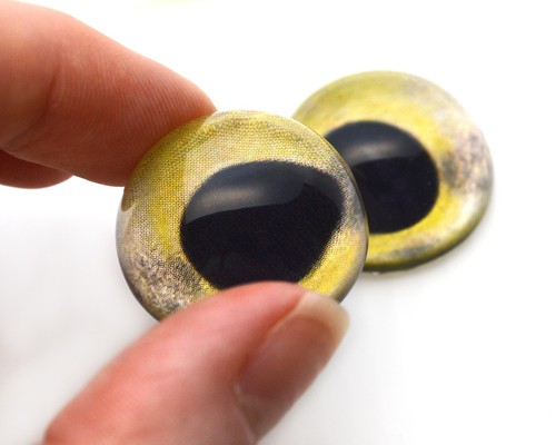 Pair High Dome Rainbow Trout Half Sphere Glass Eyes for Taxidermy Jewelry Art - Picture 3 of 5