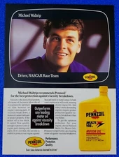 1992 PENNZOIL MICHAEL WALTRIP NASCAR DEI MULTI VIZ MOTOR OIL ORIGINAL PRINT AD