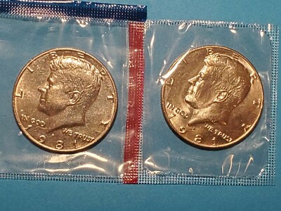1981 d 1981d 1981-d UNC BU uncirculated Kennedy Half mint set cello ...