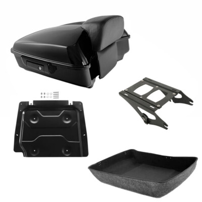 Black Chopped Trunk Backrest Mount Rack Fit For Harley Road Glide 2014-2025