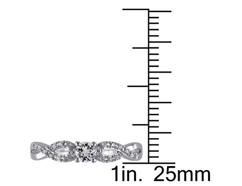 Lab-Created White Sapphire 1/4 ctw Infinity Ring with Diamonds in Sterling S - Bild 4 von 35