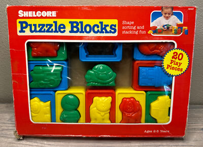 NEW VTG 1995 Shelcore CHUNKY Puzzle Blocks Baby Kids Toy Sealed Sort & Stacking