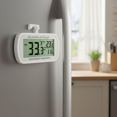 Versatile Waterproof Fridge & Freezer Thermometer with Large Display - 2 Pack