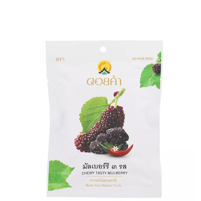 Doi Kham Dried Mulberry 3 Flavors Thai Snack Chewy Fruit  25 g x 10 Pack
