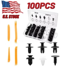 100Pcs Bumper Clips Fender TRIM Car Auto Push Pin Rivet Fastener Panel + 4 Tools