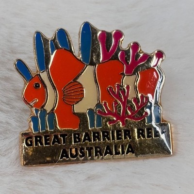 Great Barrier Reef Australia Souvenir Enamel Lapel Pin w/ Clownfish