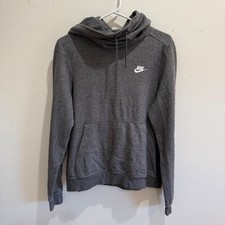 Nike Womens Funnel Neck Hoodie Charcoal Grey Fleece Pullover Medium BV4116-071
