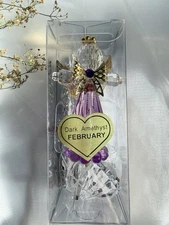 February Birthstone Dark Amethyst Angel Suncatcher Gift | Acrylic Wind Chime