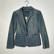 Marc Jacob  s Blazer Vintage 2000s Denim One Button Long Sleeve Blue Size 2