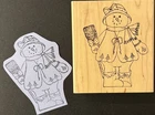 ASX Primitive Folk-Style Winter Snowman (Woman) Large Rubber Stamp
