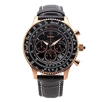 Stauer Herren Flyboy 1916 Midnight Uhr Automatik Vintage Style aus Japan