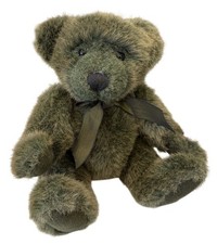 Vintage Russ Berrie Green Fuzzy Teddy Bear "Timperley" Handcrafted Plush Toy