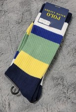 Polo Ralph Lauren Socks Mens 10-13 Multicolor Rugby Stripe Crew Mid Calf